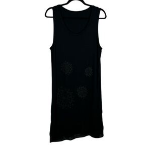 Desigual Black Sleeveless Tunic Dress Mandala Print Sheer Hem Size Medium